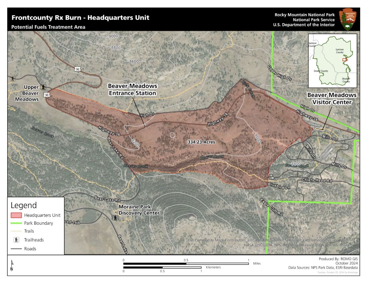 Prescribed burn plan for Rocky Mountain National Park.